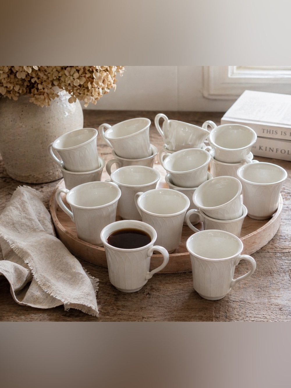 Homer Laughlin Gothic Cups Set of 14 White Ironstone Coffee Tea Mugs USA